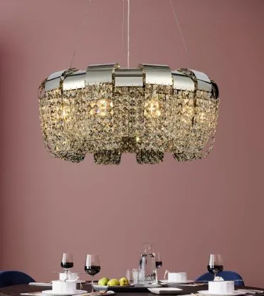 Kalani Polished Nickel Crystal Ceiling Lights Diyas Linear Crystal Fittings